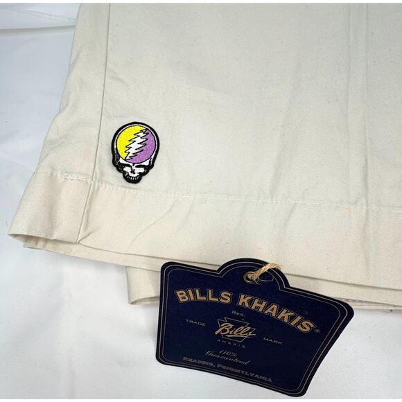 Grateful Dead Steal Your Face Bill's Khakis Pleated Shorts 36" Waist NWT - Picture 2 of 7